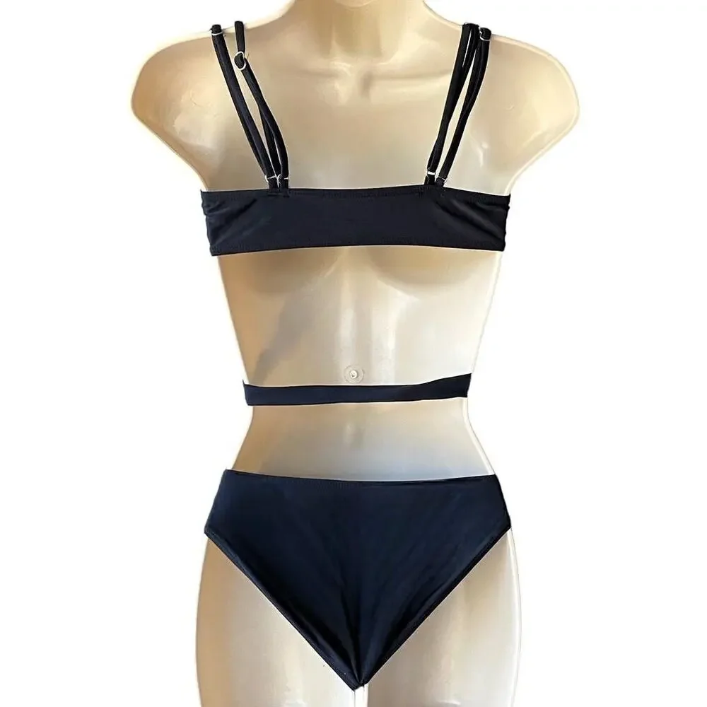 2 Piece Black Bikini Summer Swimsuit Bathing Suit ~ Youth Girls Size 10Y
